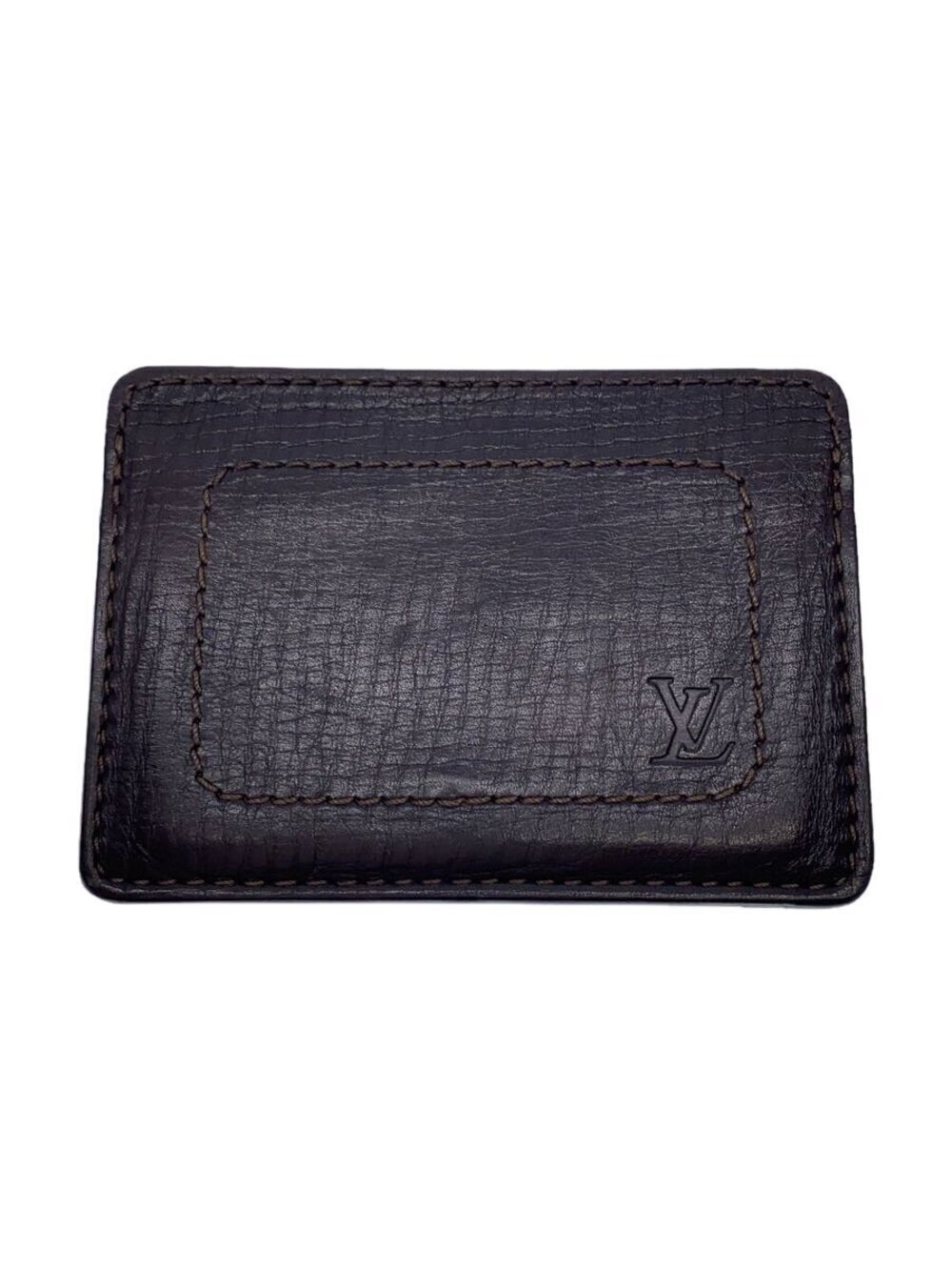 LOUIS VUITTON Porte Wallet Cartes IDUtah Leather Brown